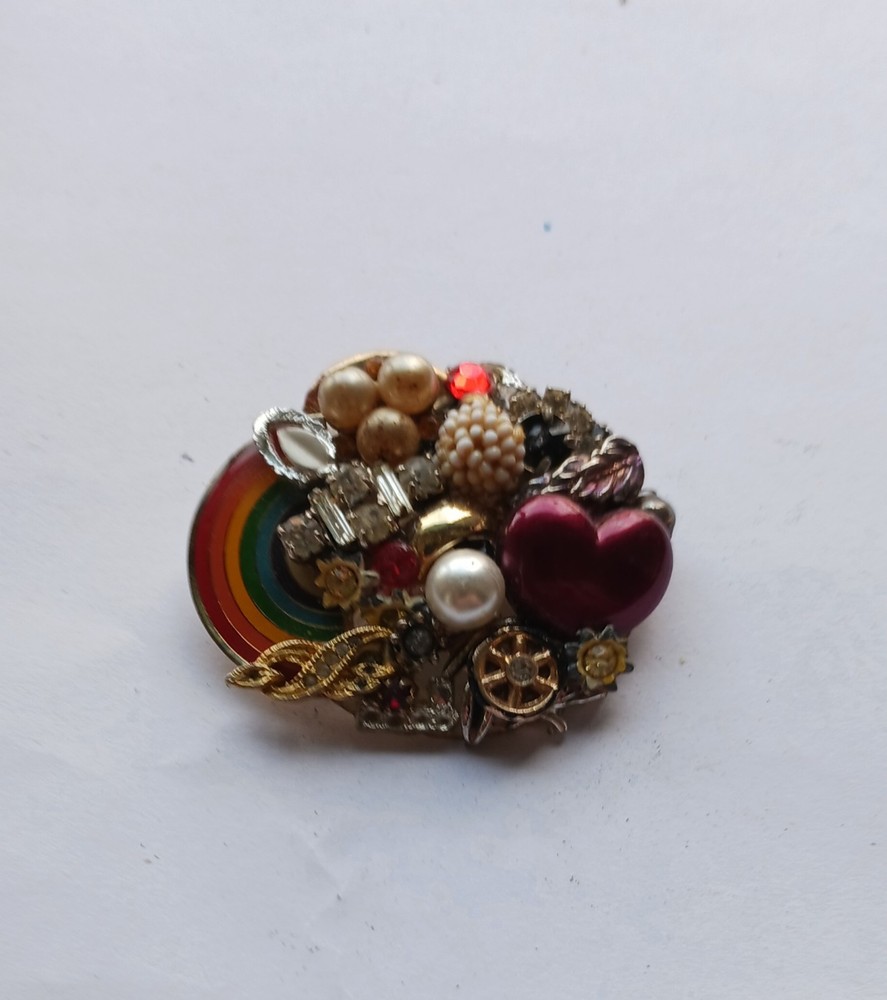 Rainbow Womans Brooch Gold Tone