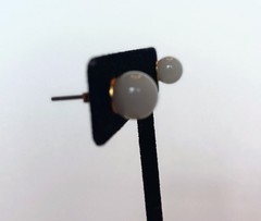 Vintage Goldtone Light Lavender Jade Stud Earrings 9 mm