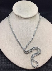 Vintage Revlon Silver Tone Costume Long Rope Style Necklace 24″ F587