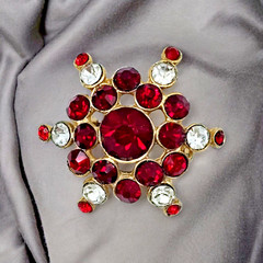 Vintage Star Burst Brooch Red Jewels Crystal Elegant Estate Jewelry Gem Pin