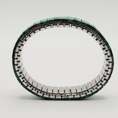 Malachite Stone Green Veneer Panel Stainless Steel Expanding Vintage Bracelet