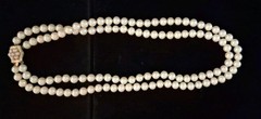 VTG Faux Pearl DoubleStrand Necklace With 18″ Lgth & Ornate Box Clasp 7mm Pearls