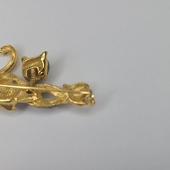 Vintage 1950’s Signed LG Lind Gal Enamel Bobblehead Cat W/Mouse Brooch