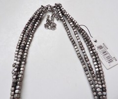 Cookie Lee NWT Silver Tone Beaded Necklace w/ Faceted Mirror Pendant 15″ to 19”