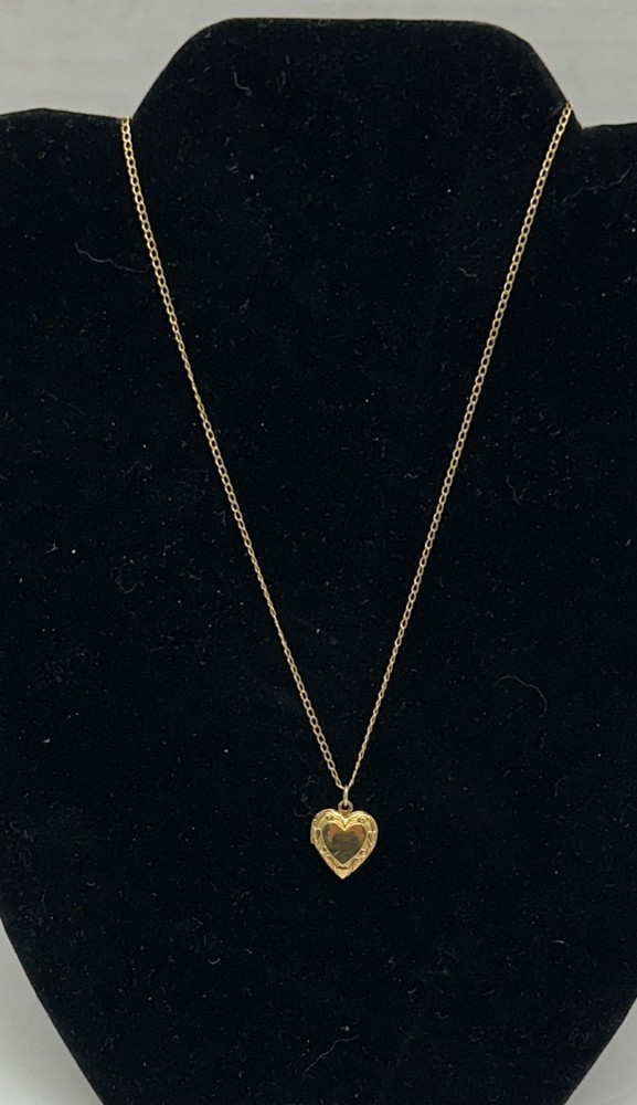 14KGF Gold Filled Heart Locket Pendant Necklace With 15 inch Chain