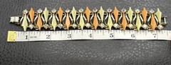 VTG Thermoset Green Orange Leaf Mod Bracelet Aurora Borealis AB Rhinestone