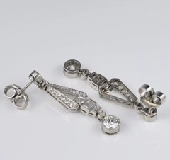 Vintage Art Deco Lab Created Diamond Engagement Wedding 925 Silver Gift Earrings