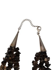 Vintage 925 southwest style 3 strand smoky quartz polished chip necklace