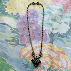 Vintage Signed Hollycraft Electric Blue Rhinestone Necklace Copr 1952 Rare AS IS