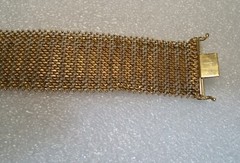 Vintage Italian Mesh Bracelet 18k Gold Charm Wide Yellow Woven Men Women Old
