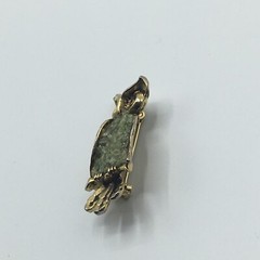 Vtg Gold Tone Green Stone Owl Bird Brooch pin Jewelry Accessory Costume Sweet