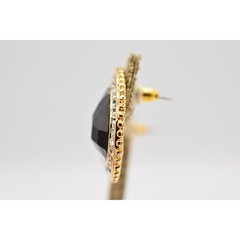 Amrita Vintage Teardrop Earrings Crystal Rhinestone Black Chunky Signed BinAR