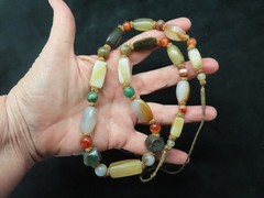 Vintage Gorgeous Natural Stone Bead Necklace w/Adjustable Cord