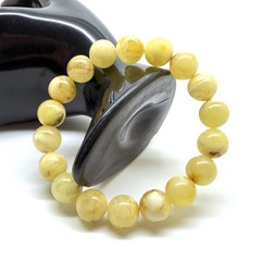 Unique honey Whole Stone natural Amber Bracelet 13 Beads 11.5mm 15.87g