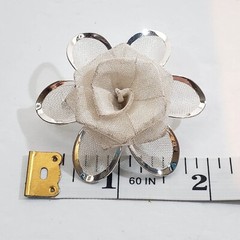 Vintage AAi Silver Tone Metal Mesh Flower Daisy Pin Brooch