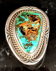 Vintage Native American Turquoise Sterling Silver Ring S-9 25x15mm 12gr No Mark