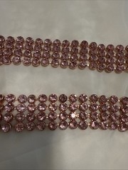 Pink Rhinestone Vee Statement Necklace Rose Gold Tone 18”
