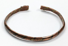 Vintage Copper & Brass Twisted Snake Head Cuff Bracelet 1/8″ Wide