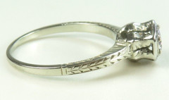 Antique Art Deco Diamond Belais Engagement 17K White Gold Ring Size 6 UK-L1/2