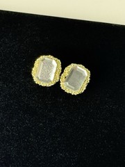 Vintage GoldTone Clear Faceted Rhinestone Stud Classy Dressy Earrings