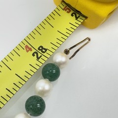 Vintage Cultured Pearl & Aventurine Necklace 28 in 7 mm Hidden Clasp 1980s