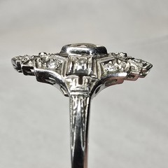 Art Deco Platinum Diamond Ring Size 8.25 Vintage Engagement Ring 3.41 Grams