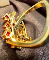 Vintage Women Natural Ruby and Diamond Ring, 14k Yellow Gold, 7 Ring Size