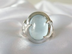Chunky Sterling Silver 925 Natural Heated Blue Topaz Cabochon Unique Ring Size 7