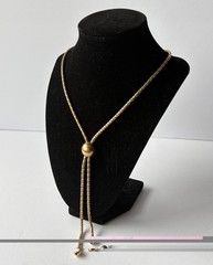 Vtg Bigney 12k Gold Filled Popcorn Chain Adjustable Sliding Bead Lariat Necklace