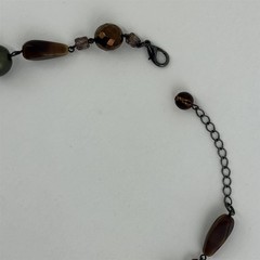 Brown Faux Pearl Stone Bead Strand Necklace 17 Inch