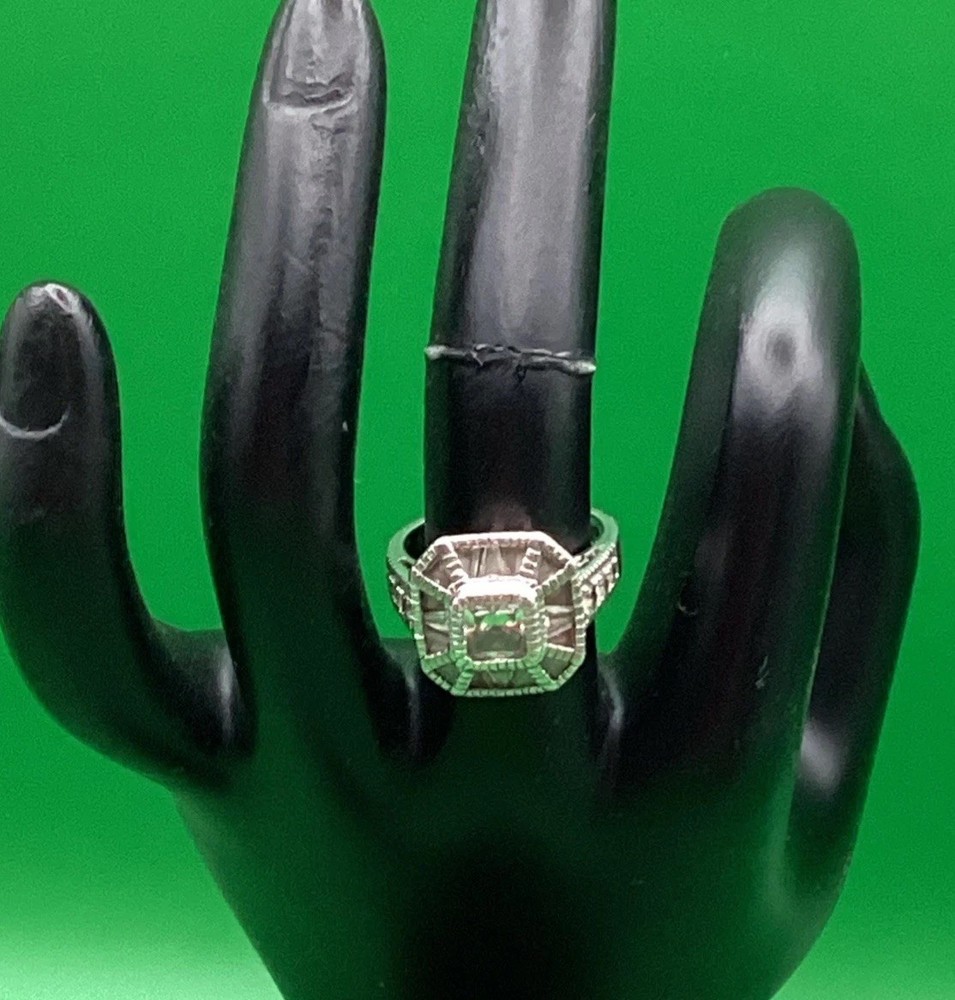 Art Deco 925 CZ Style Statement Ring Size 7 Vintage