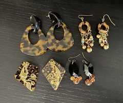 12 Item Lot Wood Bead Animal Print Boho Tribal Ethnic Jewelry Mixed Material