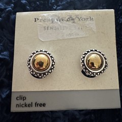 Vintage Preston And York Clip On Earrings NEW. SILVER AND GOLD TONE