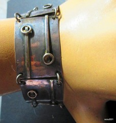 VTG Mid Century Modern Artisan Panel Bracelet Industrial Machine Age Brutalist
