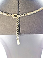 Vtg Necklace signed NAPIER Silver Tone w/Barrel shaped links 16″ to 18″ length