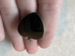 Antique Victorian Whitby Jet Inset Pyrite Puffy 3-D HEART Charm Pendant Fob H5