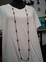 Amber Colored Small and Large Bead Necklace 28in Long