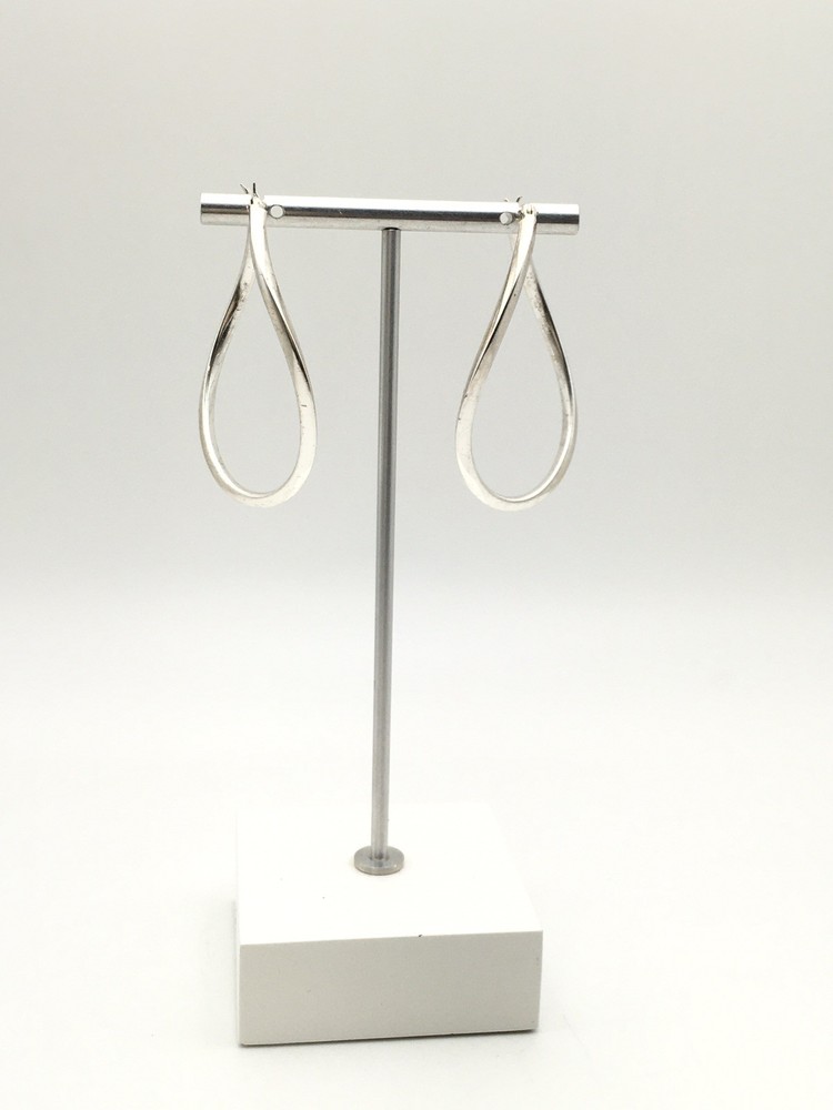 Vintage Sterling Silver 2” Twist Oval Hoop Earrings Marked 925 MWS 6.9g #00