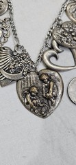 VTG Pididdly Links Style Silver Heart Charm Necklace 23 Charms Bead 22″ Long