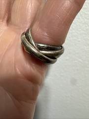 Vintage Chunky 5 Interlocking Sterling Silver Size 4.5 Band 8.6g Ring Tarnished
