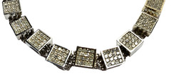 VTG Delillo Silver plate necklace w/Clear Rhinstones signed 20 1/2″ Length