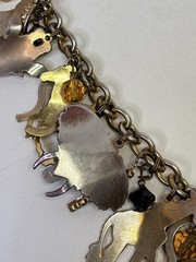 Lunch at the Ritz Signed Charm Bracelet Enamel Zoo Animals Toggle & Loop READ