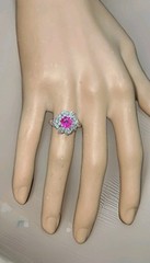 Vintage Platinum Cocktail Ring 1.77CT. Natural Round Cut Pink Sapphire GIA Cert
