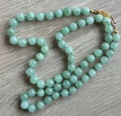 Vintage Hand-Knotted India Jade Adventure Bead Necklace 24”