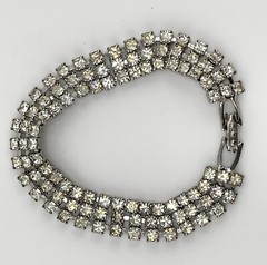 VINTAGE ROYALE GEMS MAN-MADE DIAMOND 3-ROW BRACELET – 6.75″ WITH BOX SPARKLY!