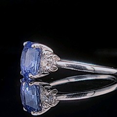Vintage 14k White Gold Engagement Ring 2.75ct.Natural Blue Sapphire Radiant GIA
