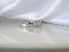 Sterling Silver 925 1.5ct Baguette CZ DQ Pinky Band Ring Size 6