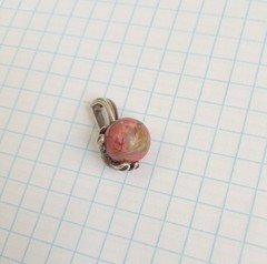 Vintage Pendant natural jasper stone Sterling Silver 925 test Women Jewelry