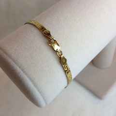 18K yellow gold over sterling silver 3.6MM Greek key herringbone bracelet NEW