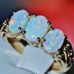 14k yellow gold ring 1.25ct Australian fiery opal size 5.75 antique 3.8gr N3005D
